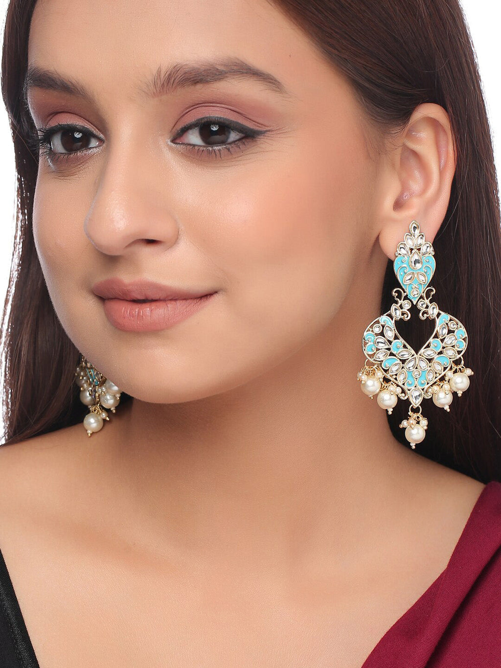 Shoshaa Turquoise Blue Contemporary Drop Earrings For Women | Grab2Buy