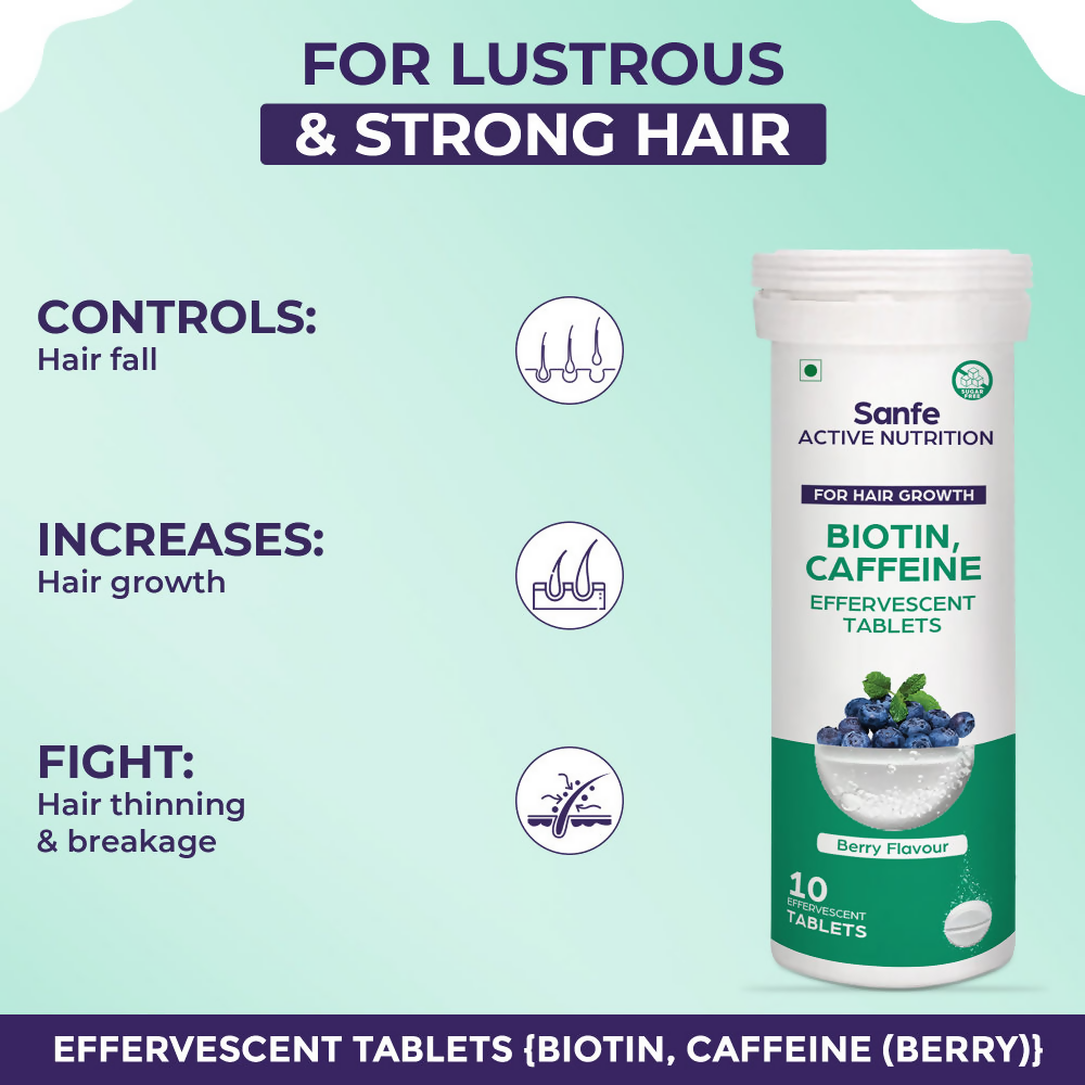 Sanfe Active Nutrition Biotin Caffeine Effervescent Tablets For Hair Growth | Grab2Buy