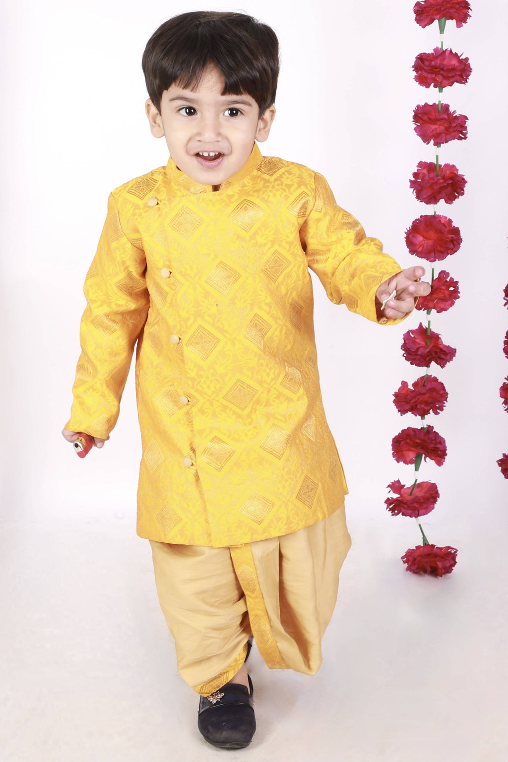 Little Bansi Boys Angrakha Kurta with Dhoti Royal yellow | Grab2Buy