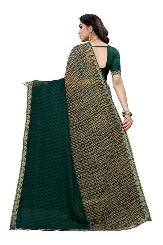 Vamika Green Georgette Lace Work Saree (Prachi Green) | Grab2Buy