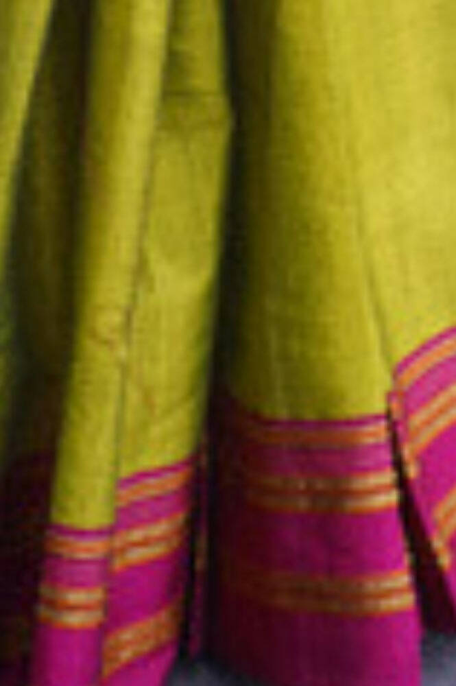Very Much Indian Handloom Cotton Viscose Ilkal Saree - Bright Green | Grab2Buy