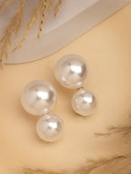 NVR Women's White Pearl Gold-Polished Circular Drop Earring | Grab2Buy