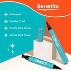 Swiss Beauty CRAZE Eyeliner and Stamp Duo Wing Eyeliner Stamp and Pen Waterproof Formula - Black