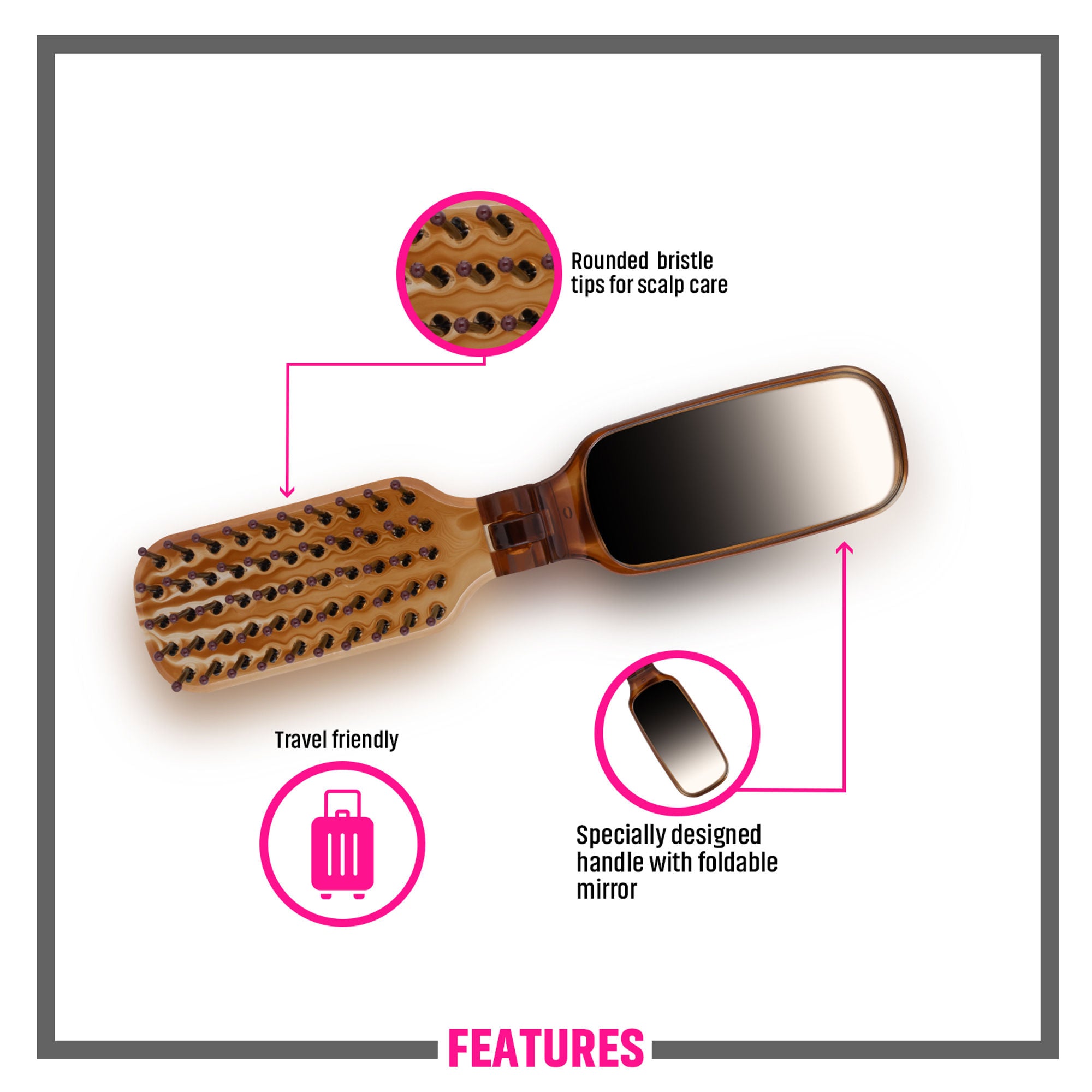 Miss Claire V450Tt Flat Hair Brush - Small | Grab2Buy