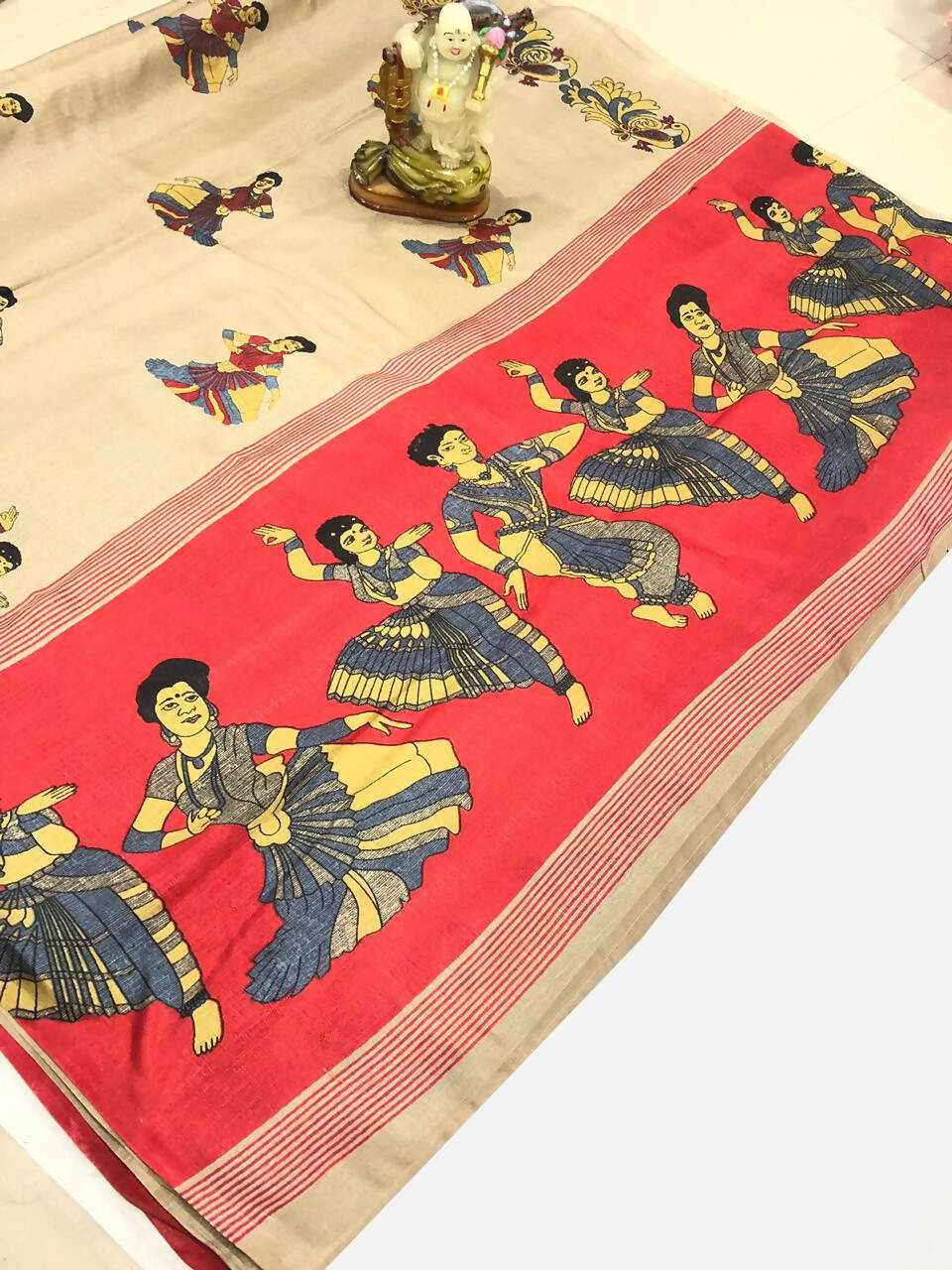 Vamika Chiku Kalamkari With Jhalar Khadi Modern Silk Saree | Grab2Buy