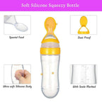 Safe-O-Kid Easy Squeezy Silicone Food Feeder Spoon (Soft Tip) Bottle- Yellow- 90mL