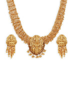 Gold-Polished Pearls Beaded Temple Jewellery Set - Ruby Raang | Grab2Buy
