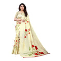 Vamika Printed Jute Silk Cream Saree (Elisa Cream) | Grab2Buy