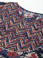 Yufta Women Navy Blue & Red Floral Printed Pure Cotton Kurta with Trouser and Dupatta | Grab2Buy