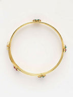 NVR Women Set of 2 Gold Plated Artificial Stone Bangle