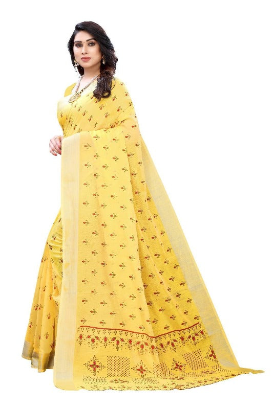 Vamika Yellow Chanderi Designer Saree (DIYA YELLOW) | Grab2Buy