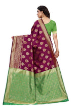 Vamika Banarasi Jacquard Weaving Wine Saree (Dangal Wine) | Grab2Buy