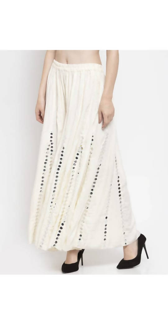 Mominos Fashion White Mirror Palazzo | Grab2Buy