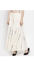 Mominos Fashion White Mirror Palazzo | Grab2Buy