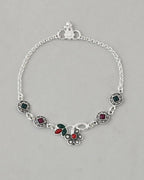VOJ Set of 2 Traditional Multi Color Stone Studded Designer Anklet