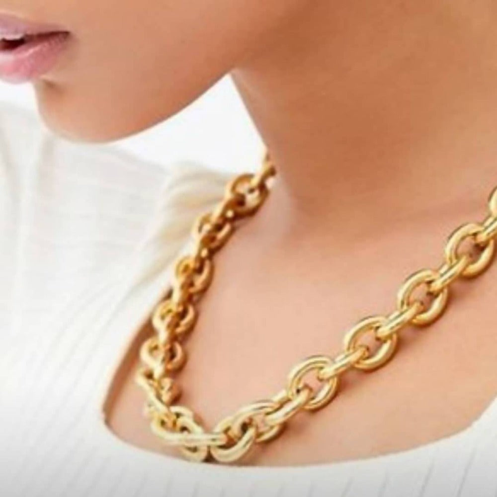 Bling Accessories Matt Gold Metal Chain Necklace | Grab2Buy