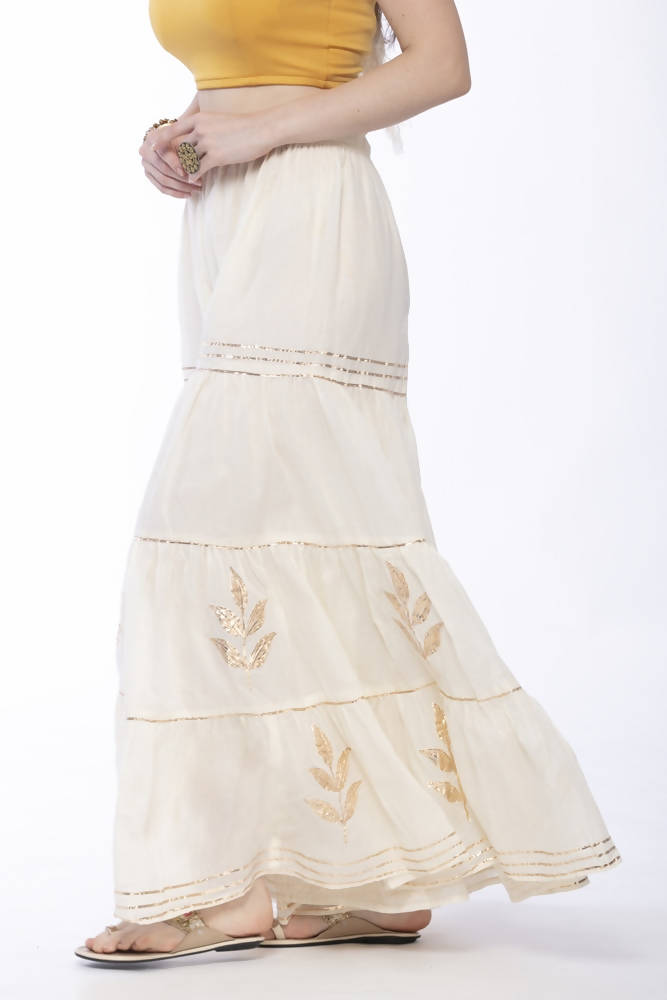 Mominos Fashion Cotton Off White Gotta Work Sharara | Grab2Buy