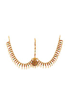 Yellow Chimes Women Gold-Polished,Maroon,Green White Pearl Hanging Bridal Mathapatti | Grab2Buy