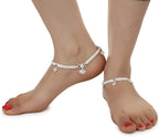 AanyaCentric Silver Plated White Metal Payal Indian Traditional Ethnic Fashion Imitation Jewellery Foot Chain