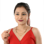 AanyaCentric Gold-Polished Jewelry Combo: Elegant Short Mangalsutra, Finger Ring, and American Diamond Earrings Set | Grab2Buy