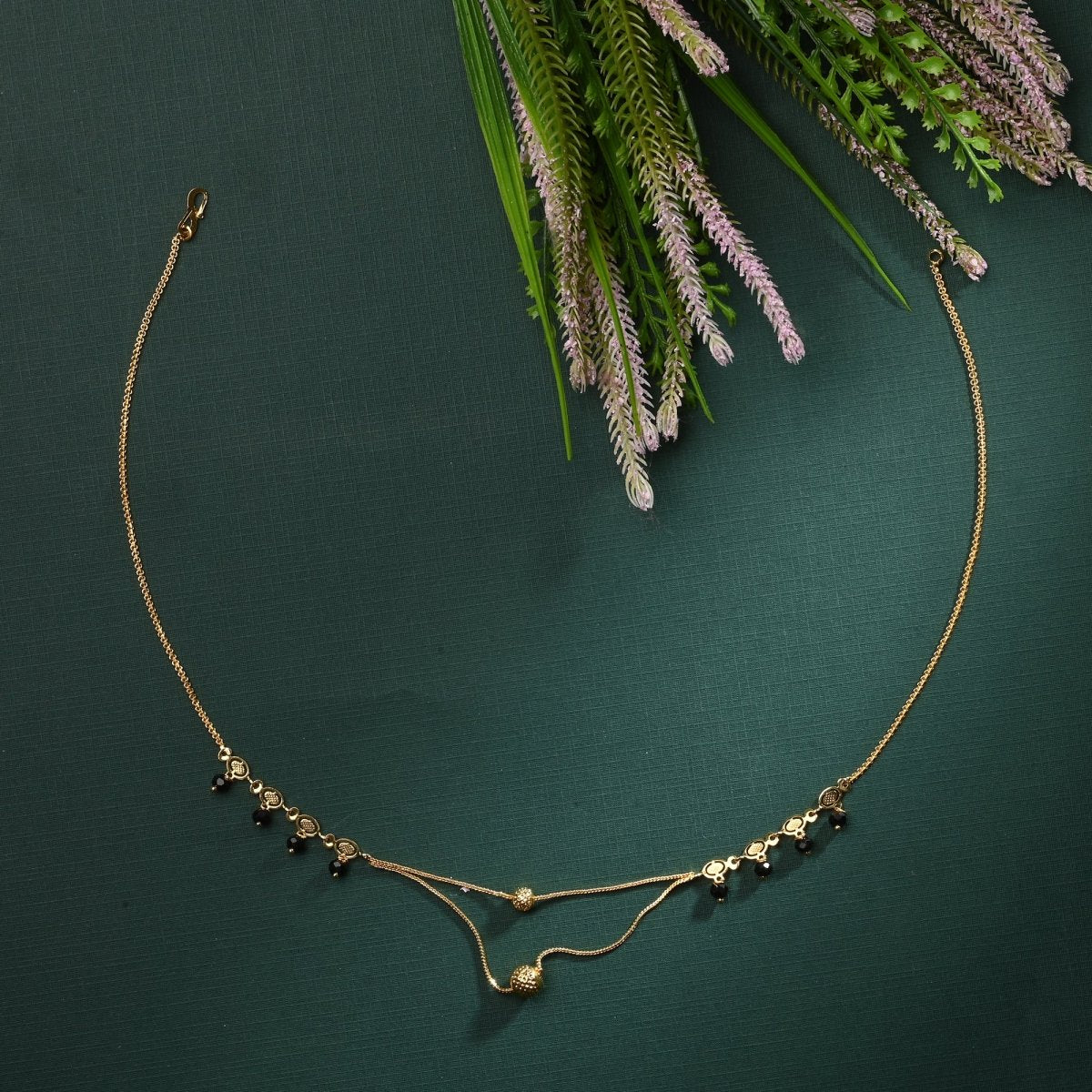 AanyaCentric Gold-Polished Jewelry Combo: Elegant Short Mangalsutra, Finger Ring, and American Diamond Earrings Set | Grab2Buy