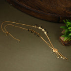AanyaCentric Gold-Polished Jewelry Combo: Elegant Short Mangalsutra, Finger Ring, and American Diamond Earrings Set | Grab2Buy