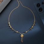AanyaCentric Gold-Polished Jewelry Combo: Elegant Short Mangalsutra, Finger Ring, and American Diamond Earrings Set | Grab2Buy