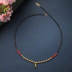 AanyaCentric Gold-Polished Jewelry Combo: Elegant Short Mangalsutra, Finger Ring, and American Diamond Earrings Set | Grab2Buy