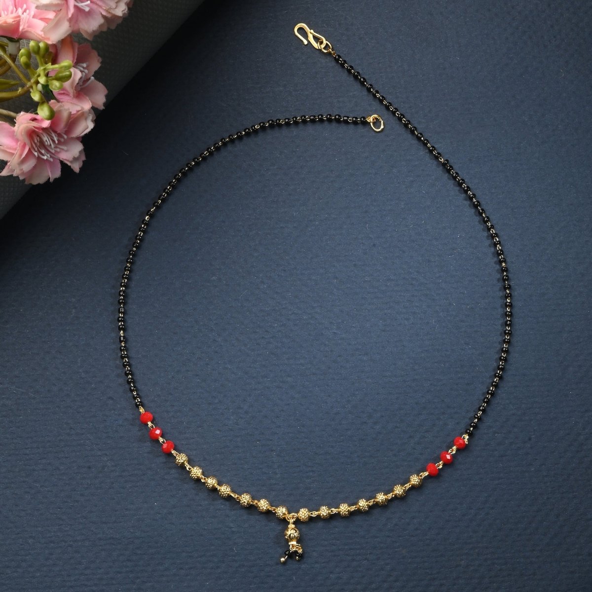 AanyaCentric Gold-Polished Jewelry Combo: Elegant Short Mangalsutra, Finger Ring, and American Diamond Earrings Set | Grab2Buy