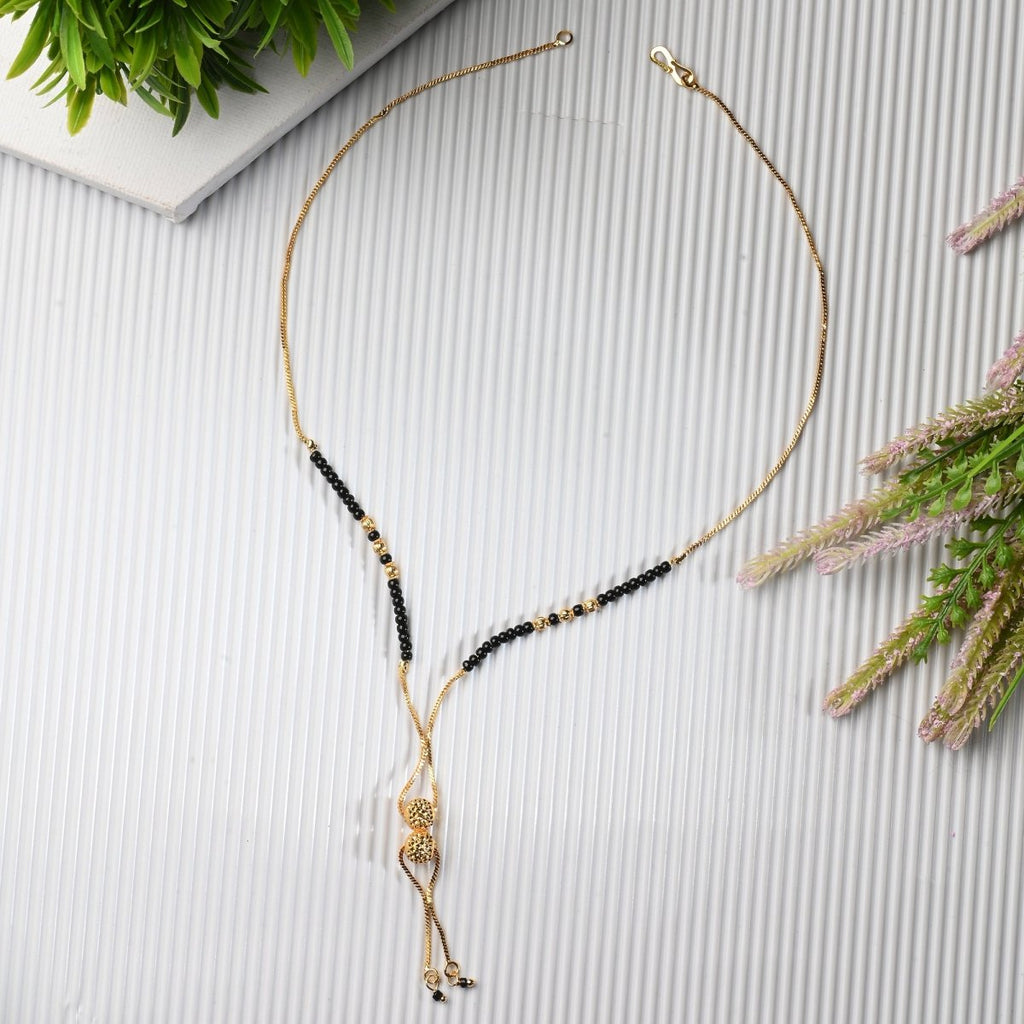 AanyaCentric Gold-Polished Jewelry Combo: Elegant Short Mangalsutra, Finger Ring, and American Diamond Earrings Set | Grab2Buy