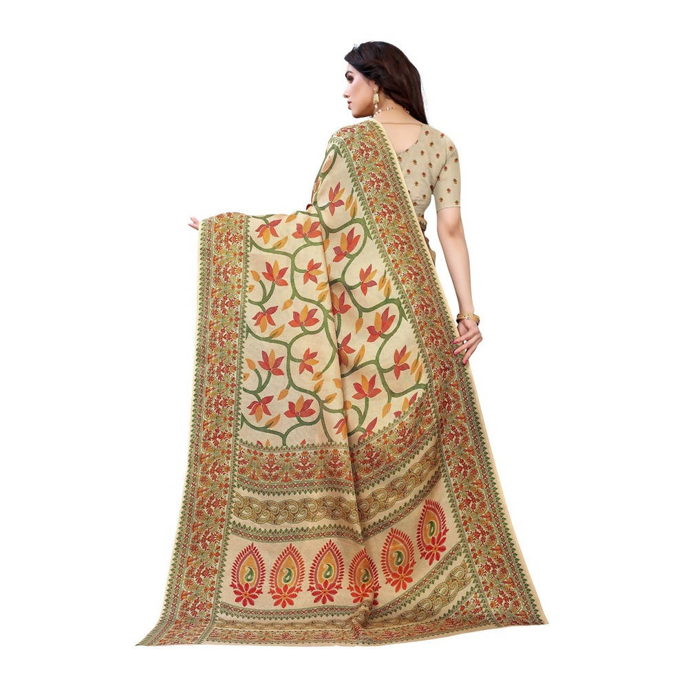 Vamika Printed Jute Silk Brown Saree (Rishika Chiku) | Grab2Buy