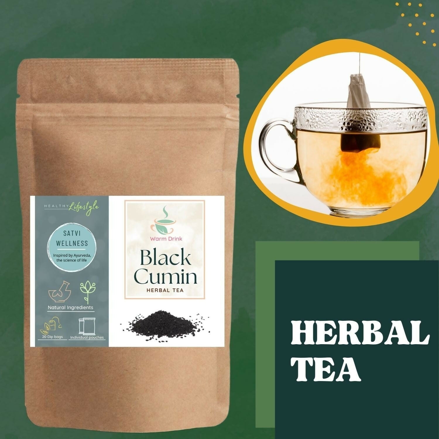 Satvi Wellness Black seed tea | Black cumin tea | Nigella seed tea | Kalonji seed tea | Herbal tea | Grab2Buy