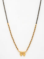NVR Women's Gold-Polished Black Beaded Mangalsutra