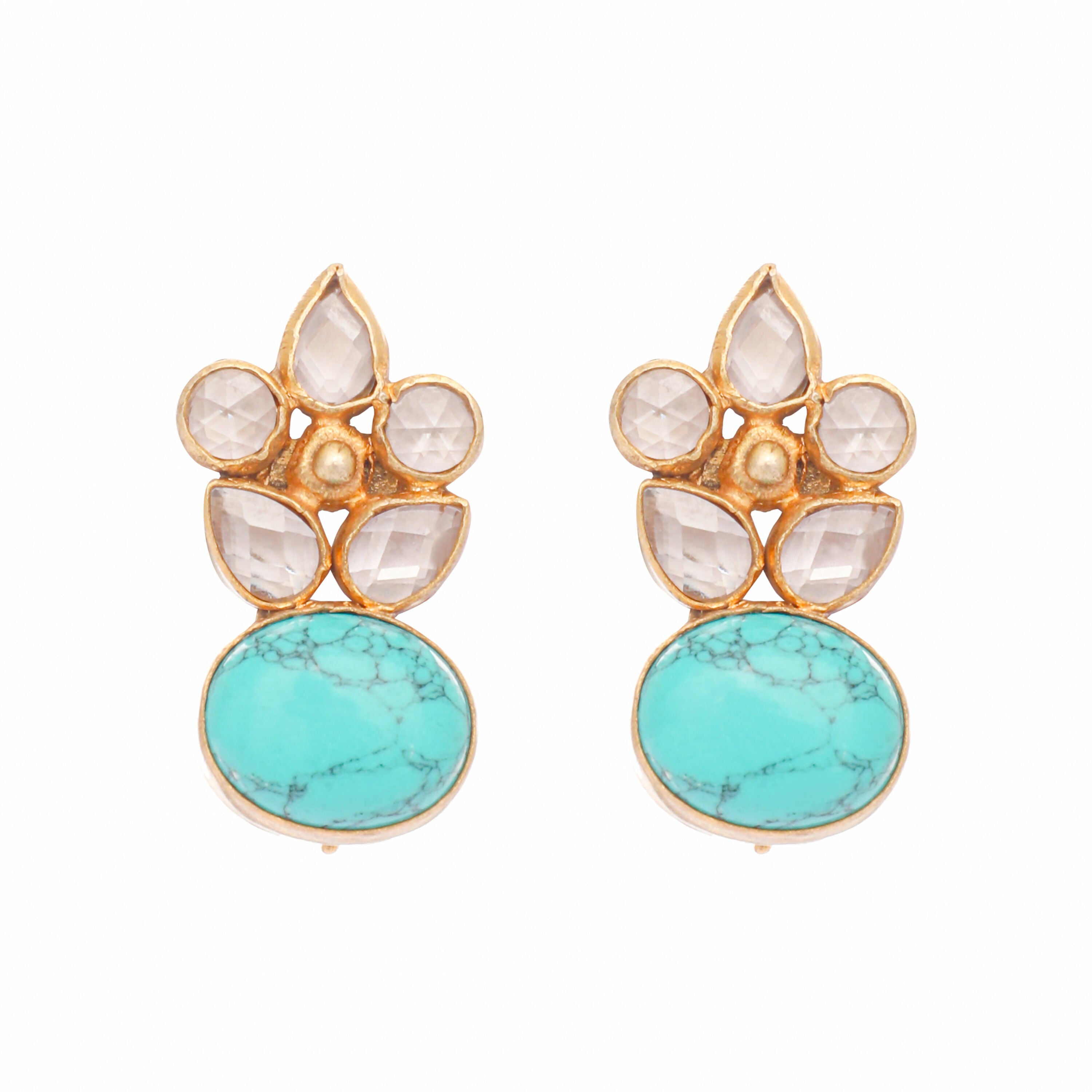 Nuyug 22K Gold Plated Turquoise Bloom Studs | Grab2Buy