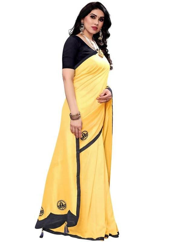 Vamika Designer Yellow Georgette Saree (TSUNAMI YELLOW ) | Grab2Buy