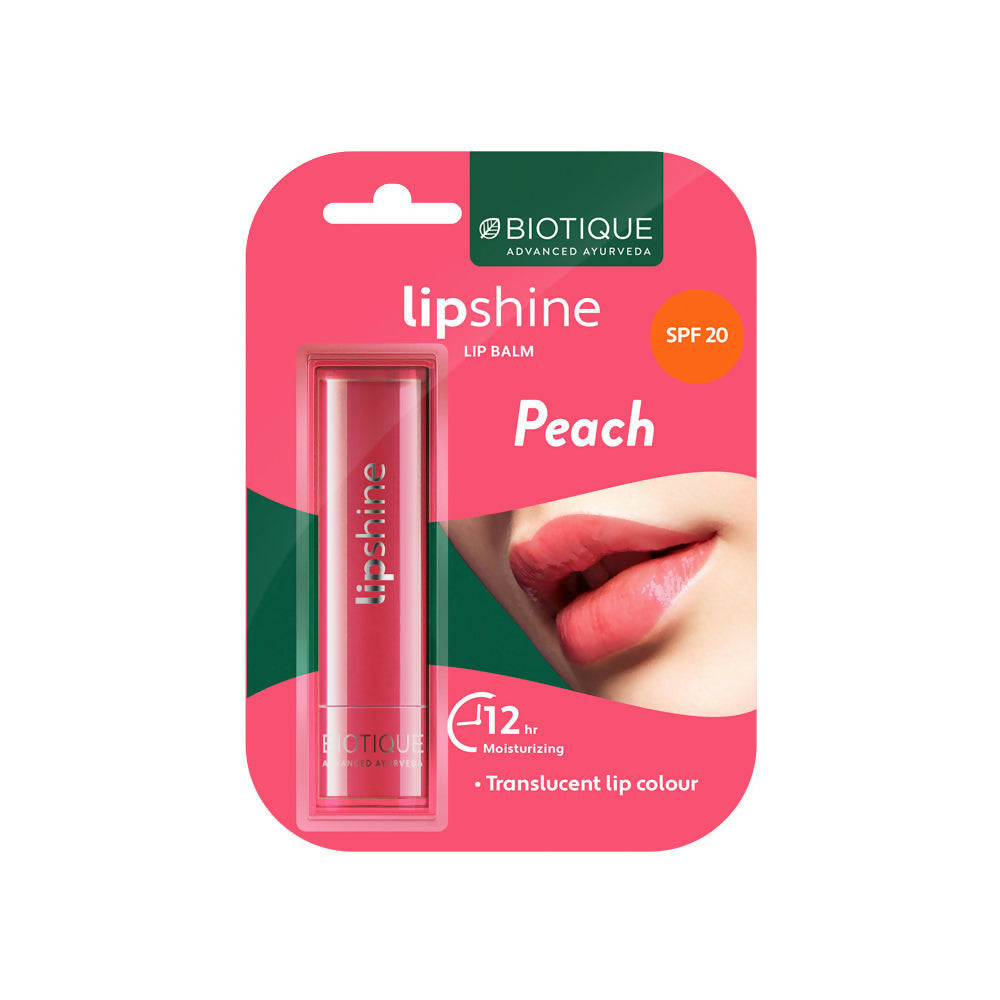 Biotique Lipshine Lip Balm SPF 20 - Peach It | Grab2Buy
