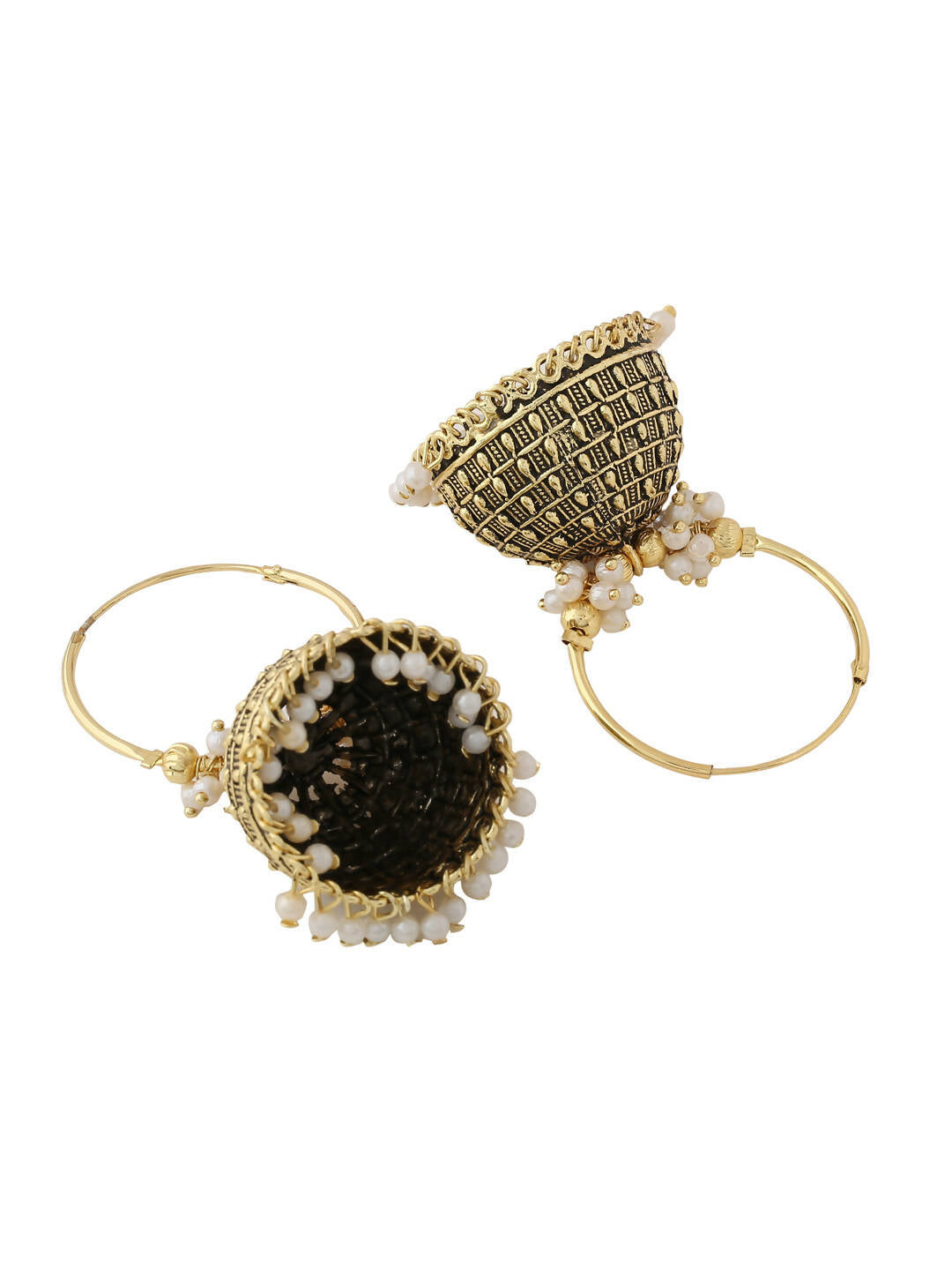 NVR Women Gold Toned Contemporary Jhumkas Earrings | Grab2Buy