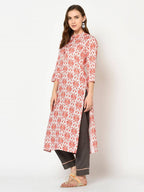 Yufta Women Red & Beige Printed Straight Kurta | Grab2Buy