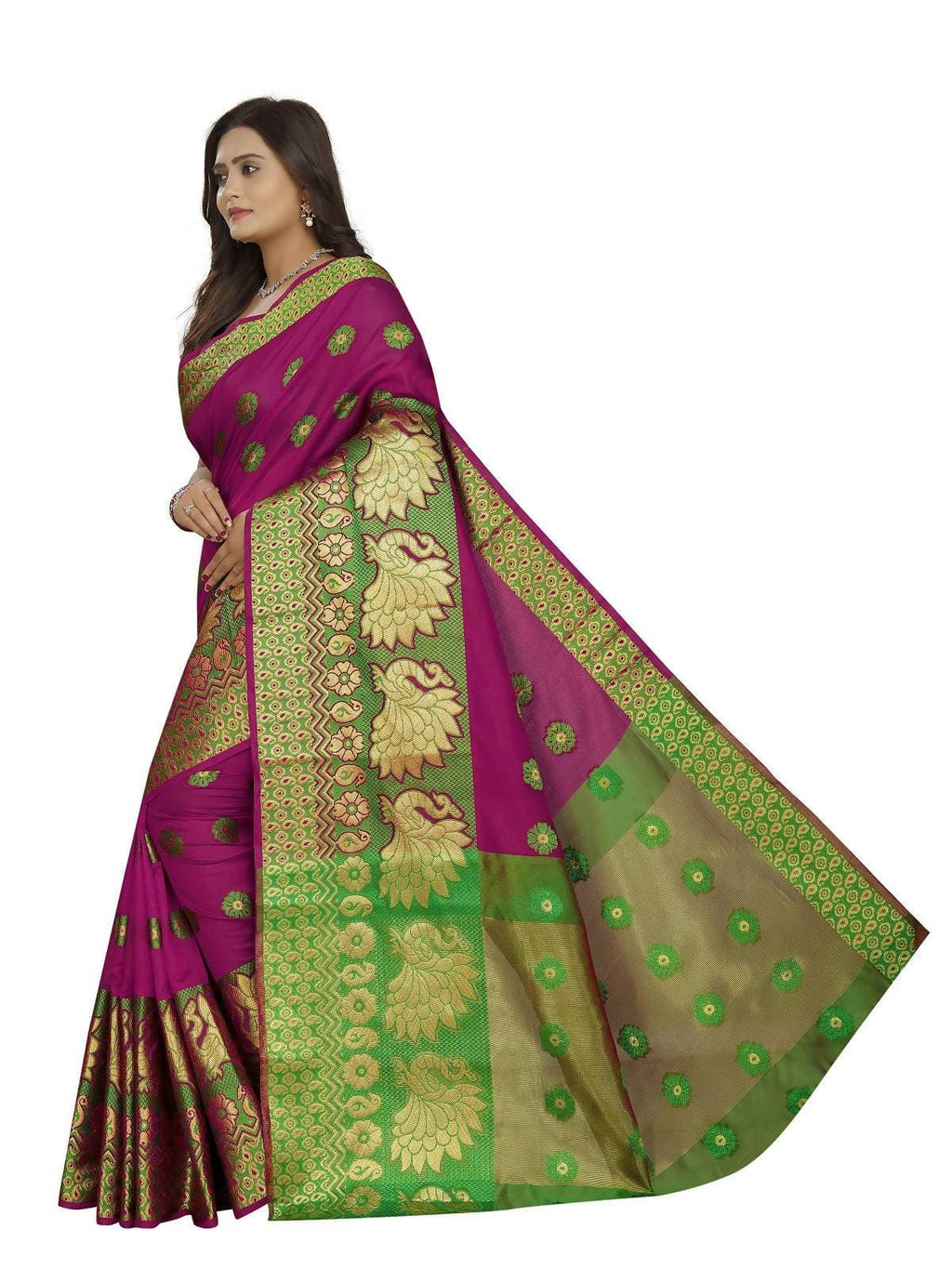 Vamika Banarasi Cotton Silk Pink Weaving Saree | Grab2Buy
