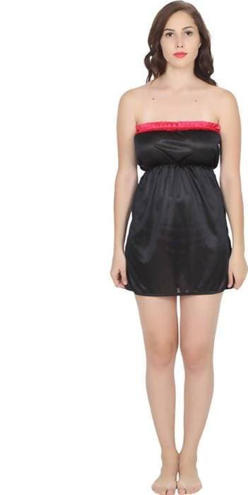 Ruhani HLSC Poly Satin Black Tube Short Nighty Fits Bust (Ruhani-NT-01-FS) | Grab2Buy