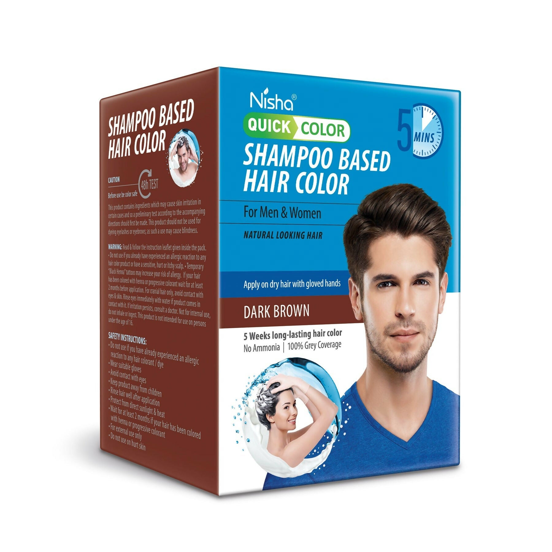 Nisha Quick Color Shampoo Hair Color,Dark Brown | Grab2Buy