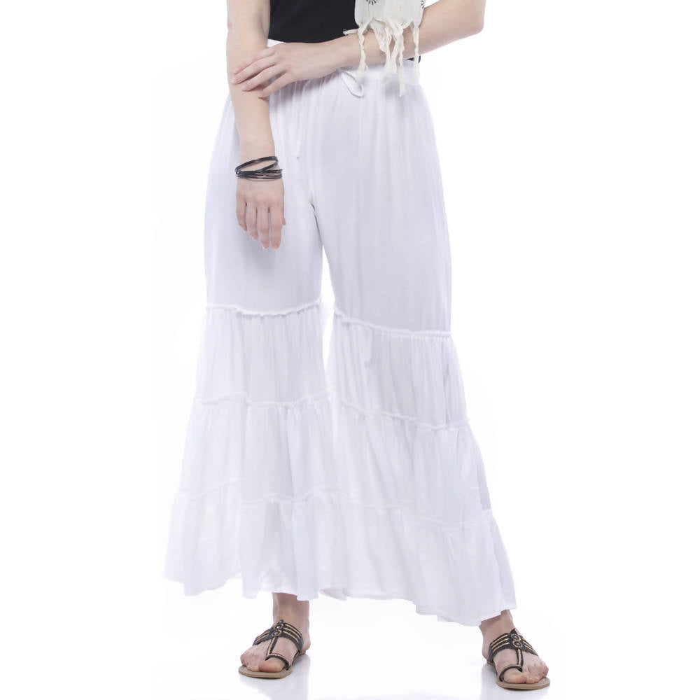 Mominos Fashion Reyon Cotton White Palazzo | Grab2Buy