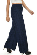 Mominos Fashion Moeza Reyon Cotton Navy Blue Chikan Work Palazzo | Grab2Buy