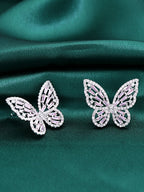 Yellow Chimes Silver-Toned & Pink Quirky Butterfly Studs Earrings | Grab2Buy