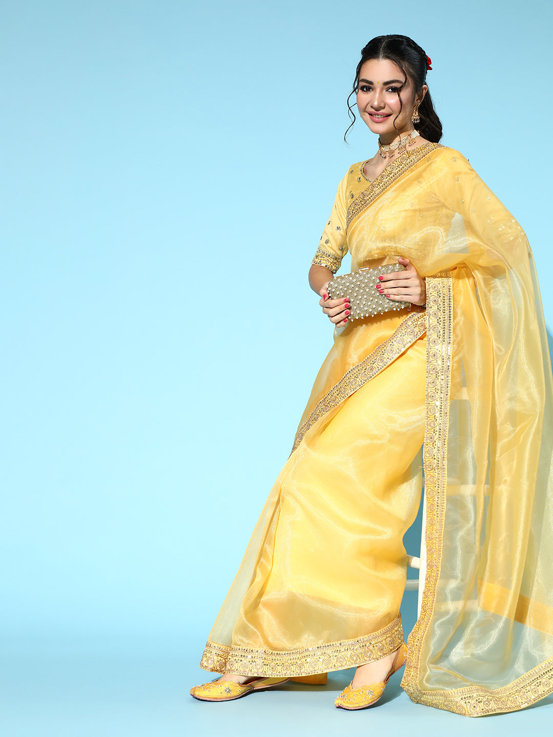 Saree Mall Solid Saree with Woven Design Border | Grab2Buy
