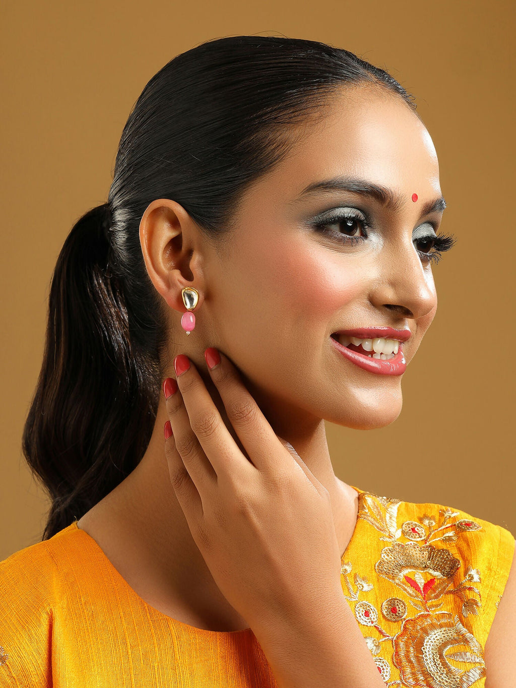 Ruby Raang Pink Kundan Studs | Grab2Buy