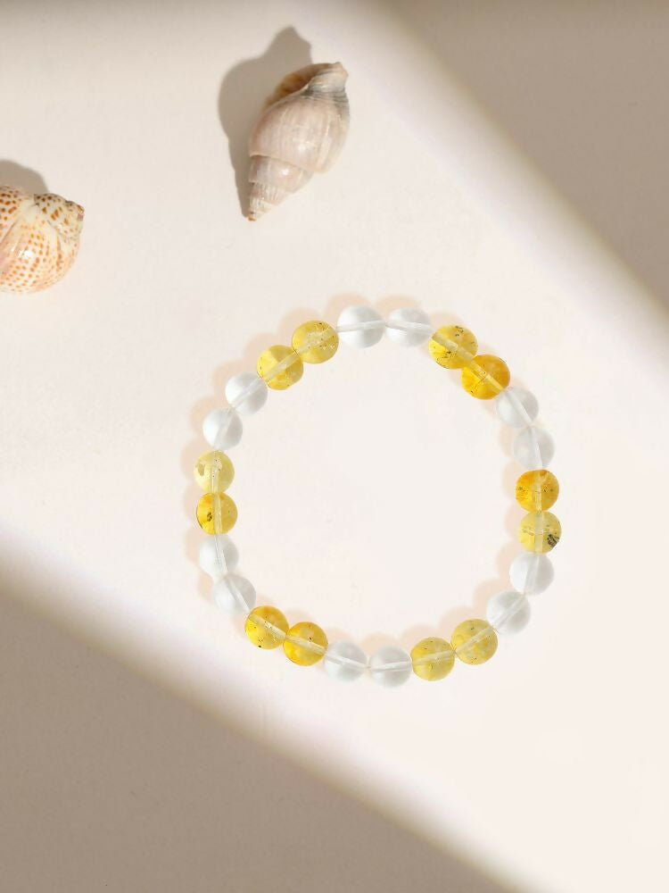 Clear Quartz & Citrine Yellow and White Beads Bracelet - Ruby Raang | Grab2Buy