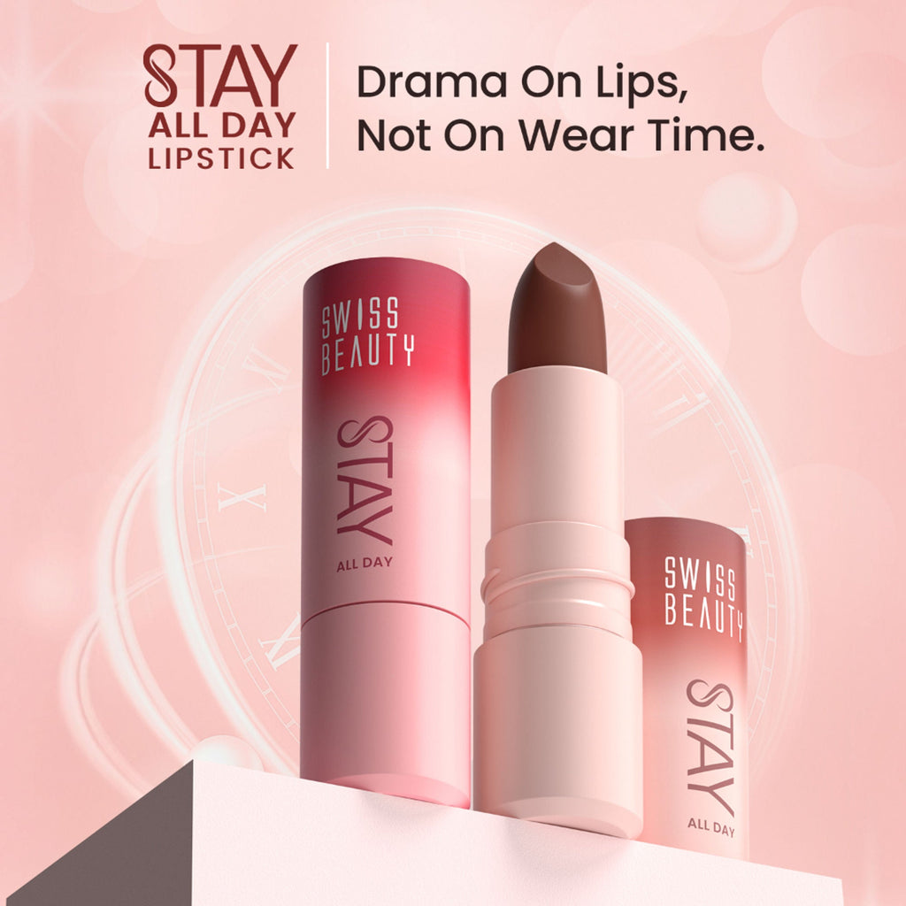 Swiss Beauty Stay All Day Lipstick - 05 Bossy | Grab2Buy