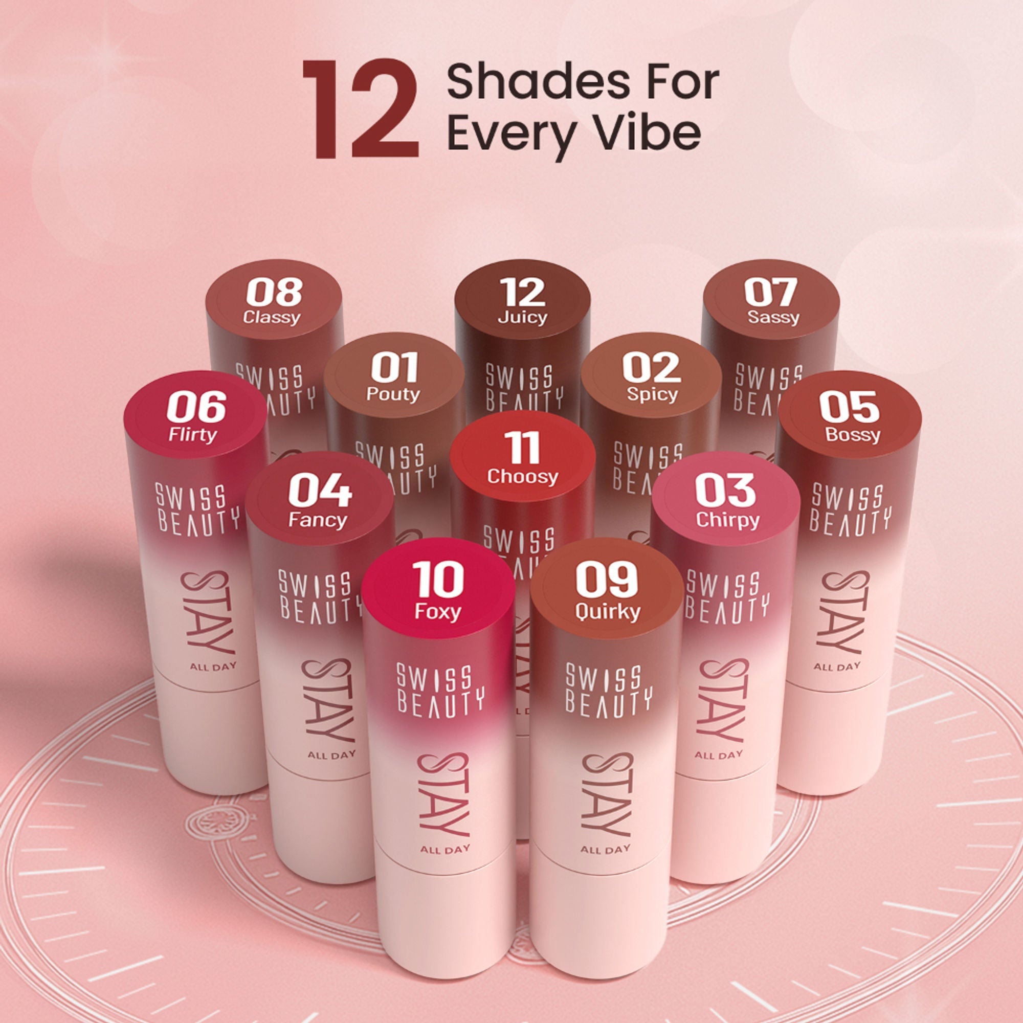 Swiss Beauty Stay All Day Lipstick - 05 Bossy | Grab2Buy