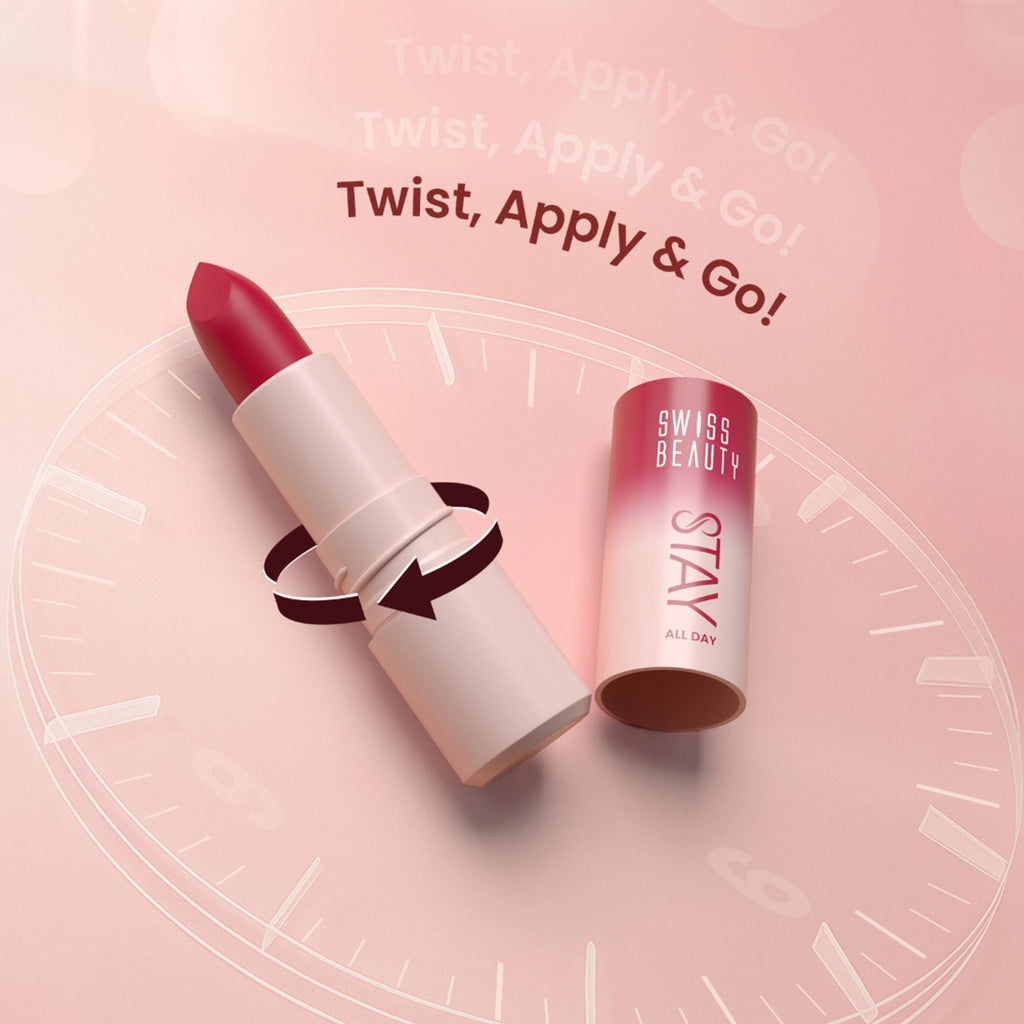 Swiss Beauty Stay All Day Lipstick - 05 Bossy | Grab2Buy